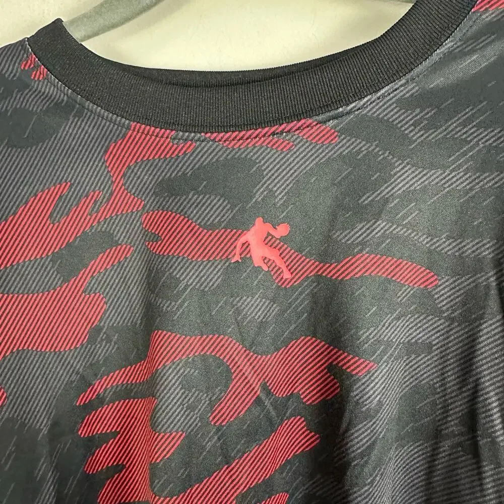 And1 Long Sleeve Layered Basketball Graphic Tech Shirt Red Camo Boys L 10 12